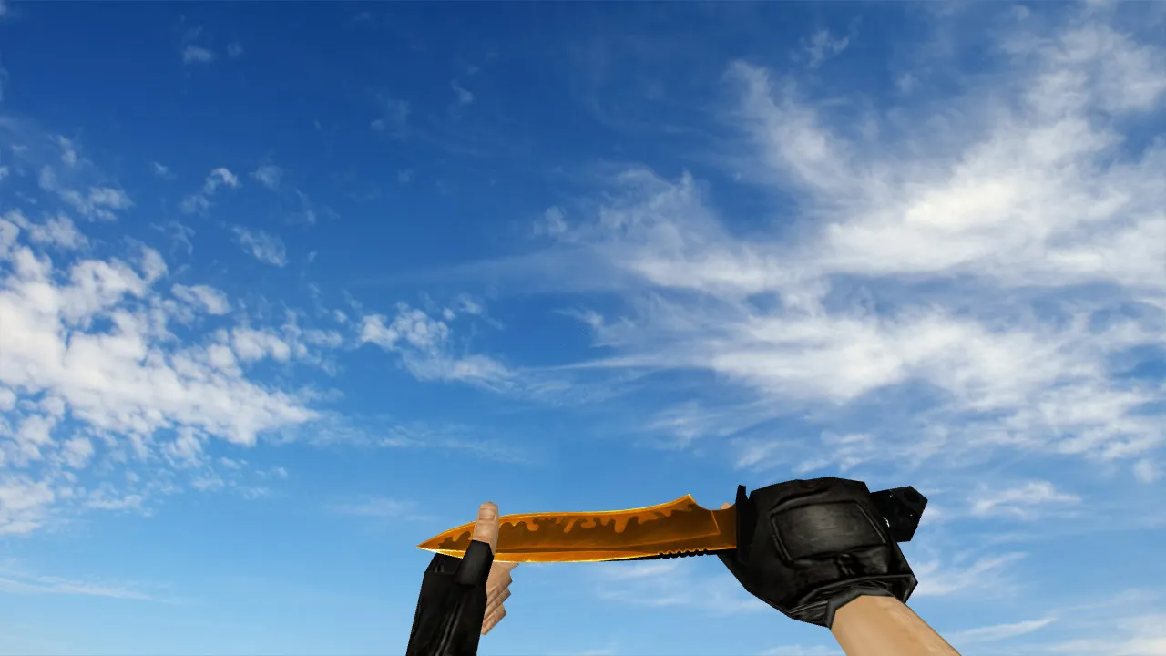 Скриншот Модель «Default Knife Duality Gold» v_knife_duality_gold + p_knife_duality_gold для CS 1.6: звуки, анимация осмотра, текстуры