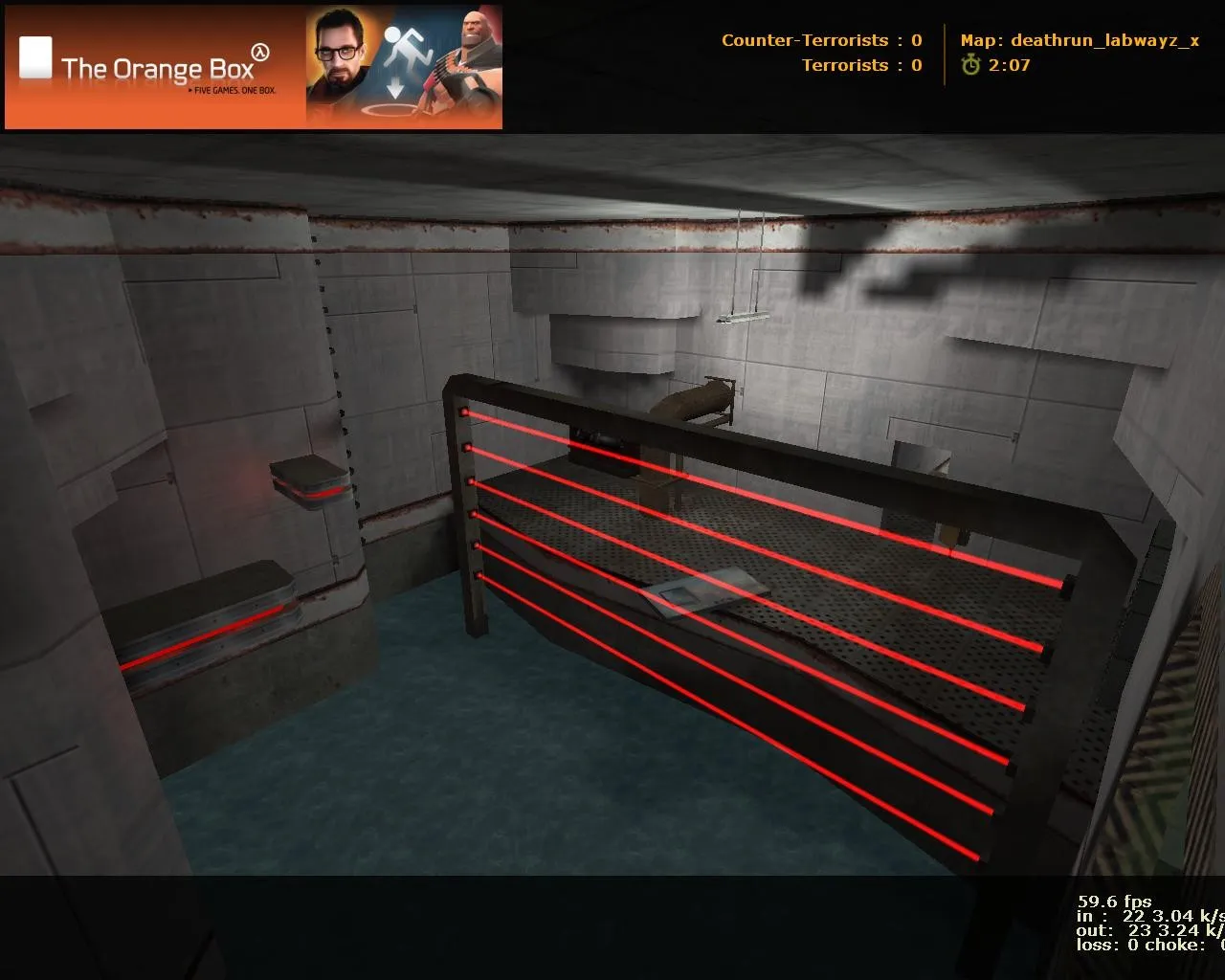 Скриншот  deathrun_labwayz_x для CS 1.6: карта Deathrun, точки за команду, .nav для ботов и оптимизация