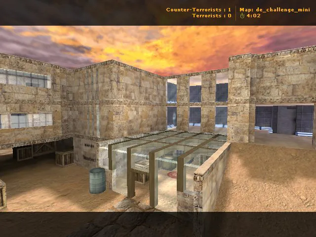Скриншот  de_challenge_mini для CS 1.6: компактная DE-карта, точки, боты .nav и оптимизация