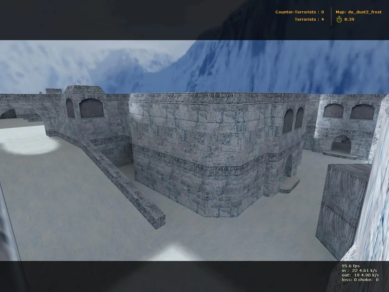Скриншот de_dust2_frost для CS 1.6: баланс сторон, точки атаки/дефа, .nav для ботов и оптимизация