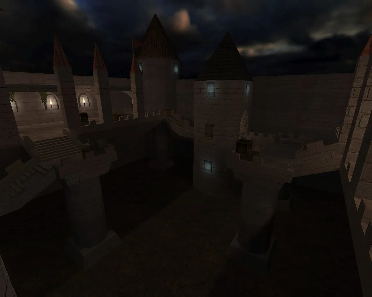 Скриншот  Карта awp_night_castle для CS 1.6: ночной замок, прицелы AWP, точки под контроль и спавн ботов