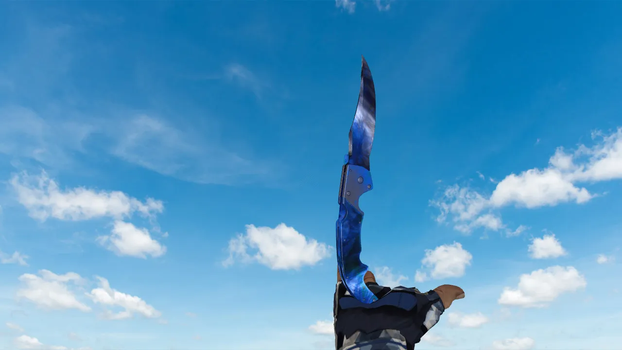 Скриншот Falchion Doppler Blue нож v_model для CS 1.6: звуки, анимация осмотра, качество текстур и точность модели