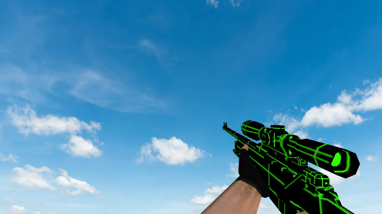 Скриншот Пак моделей оружия «Greenlines Weapon Set» для CS 1.6: v_, p_, w_ модели, звуки, анимация осмотра и качество текстур