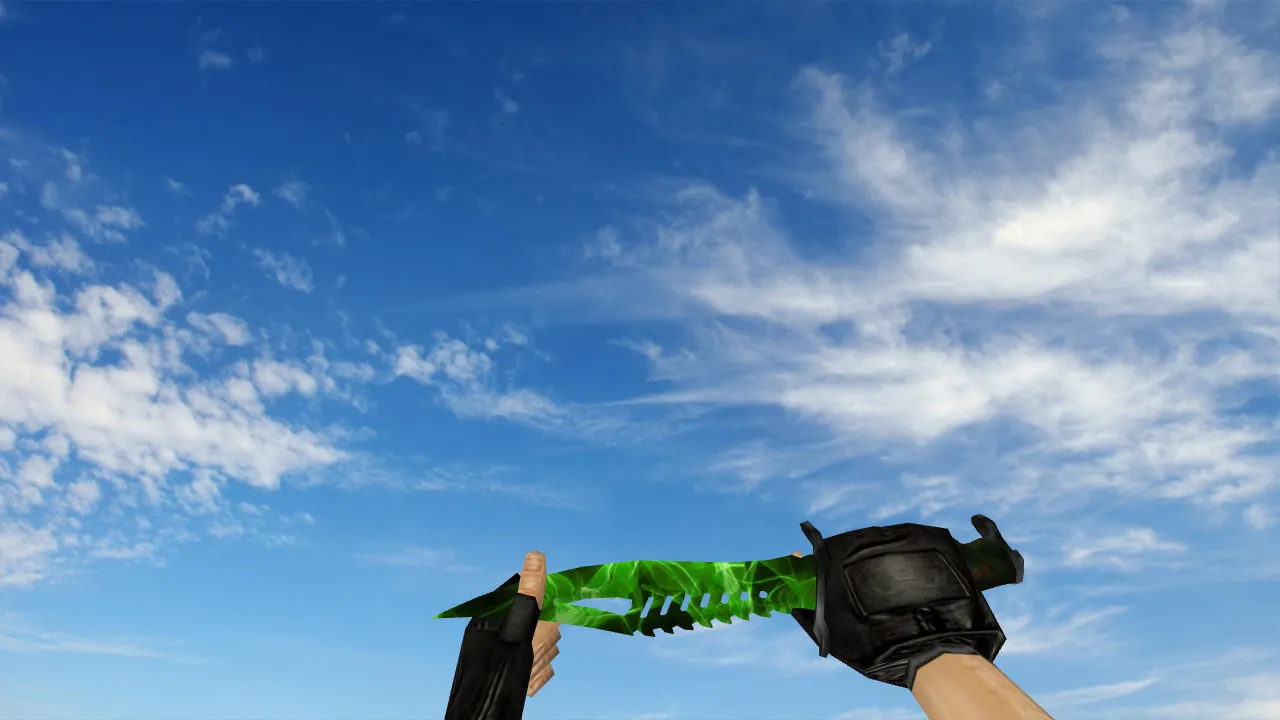 Скриншот Модель ножа Nautilus Green Fire v_knife для CS 1.6: звуки, анимация осмотра, качество текстур и точная модель
