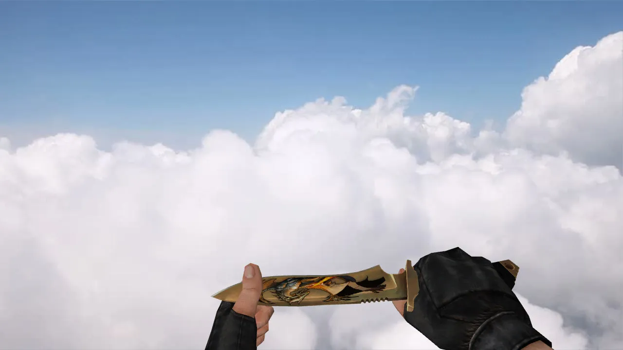 Скриншот Модель ножа «Золотой дракон» v_knife для CS 1.6: p_ и w_ модели, звуки, анимации осмотра