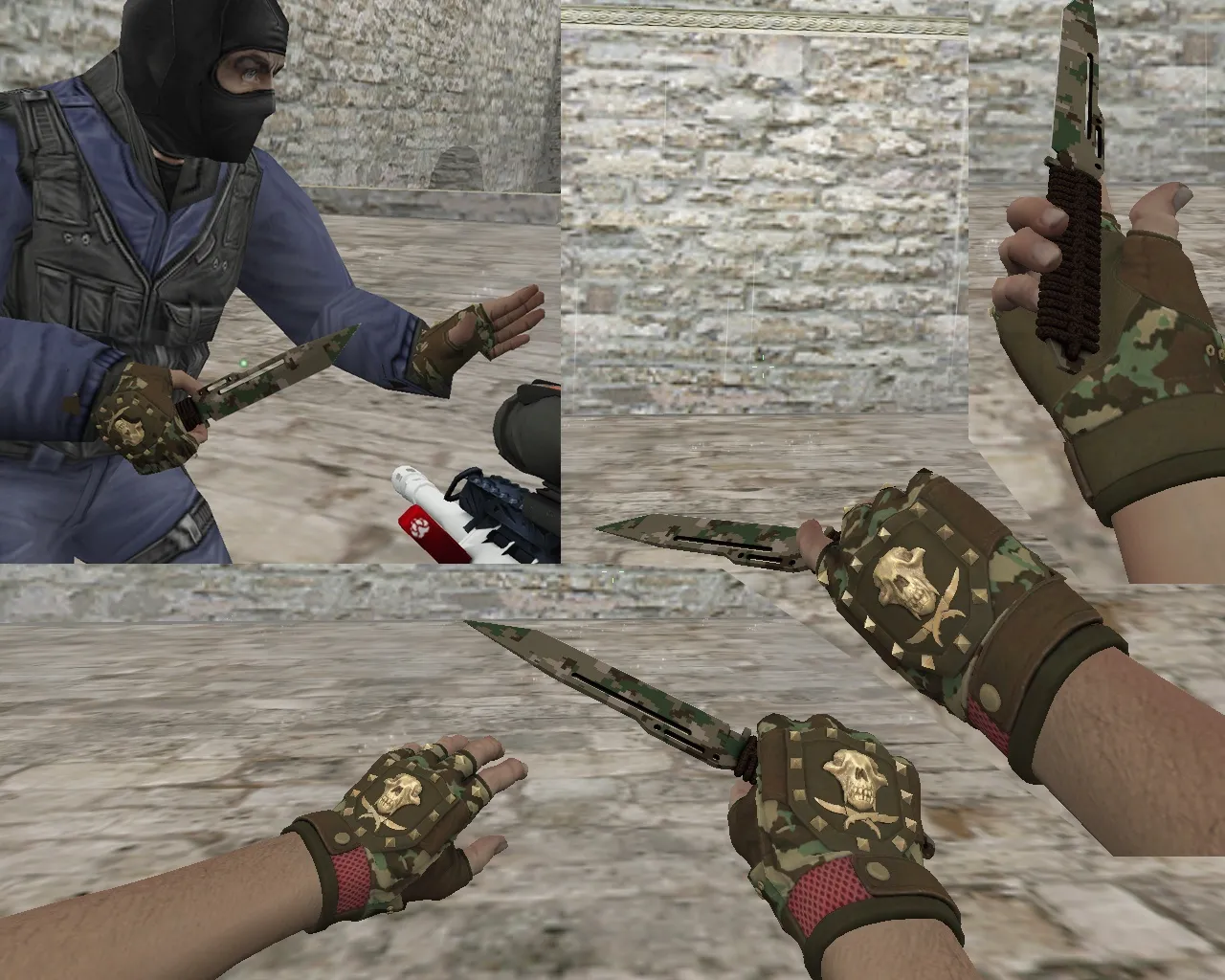 Скриншот v_нож Paracord Pixel Камуфляж «Лес» — модель ножа для CS 1.6: звук, анимация осмотра, текстуры