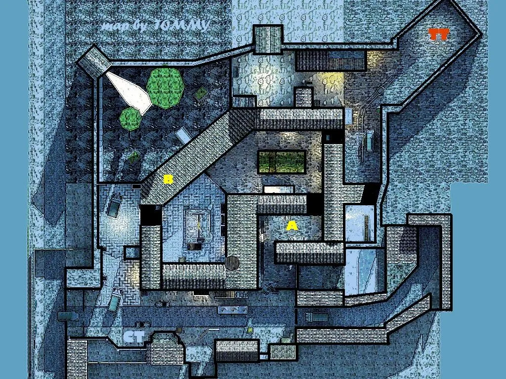 Скриншот  Карта de_hanoi для CS 1.6: тактики, точки, .nav для ботов и оптимизация wpoly/epoly