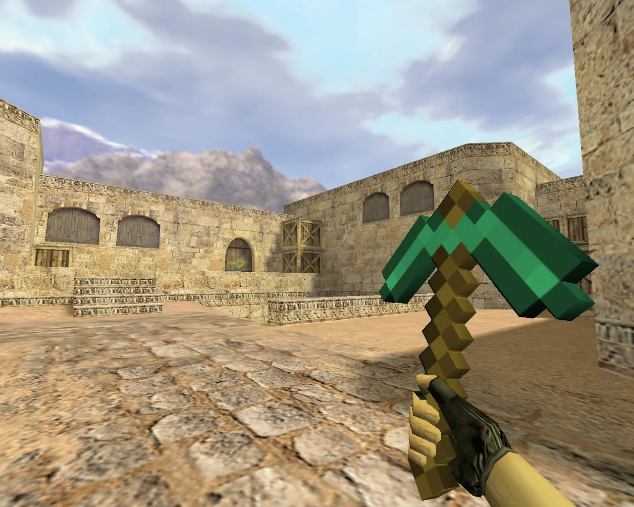 Скриншот Модель ножа «Кирка из Minecraft» для CS 1.6: v_ и p_ модели, звуки, анимация осмотра и качество текстур