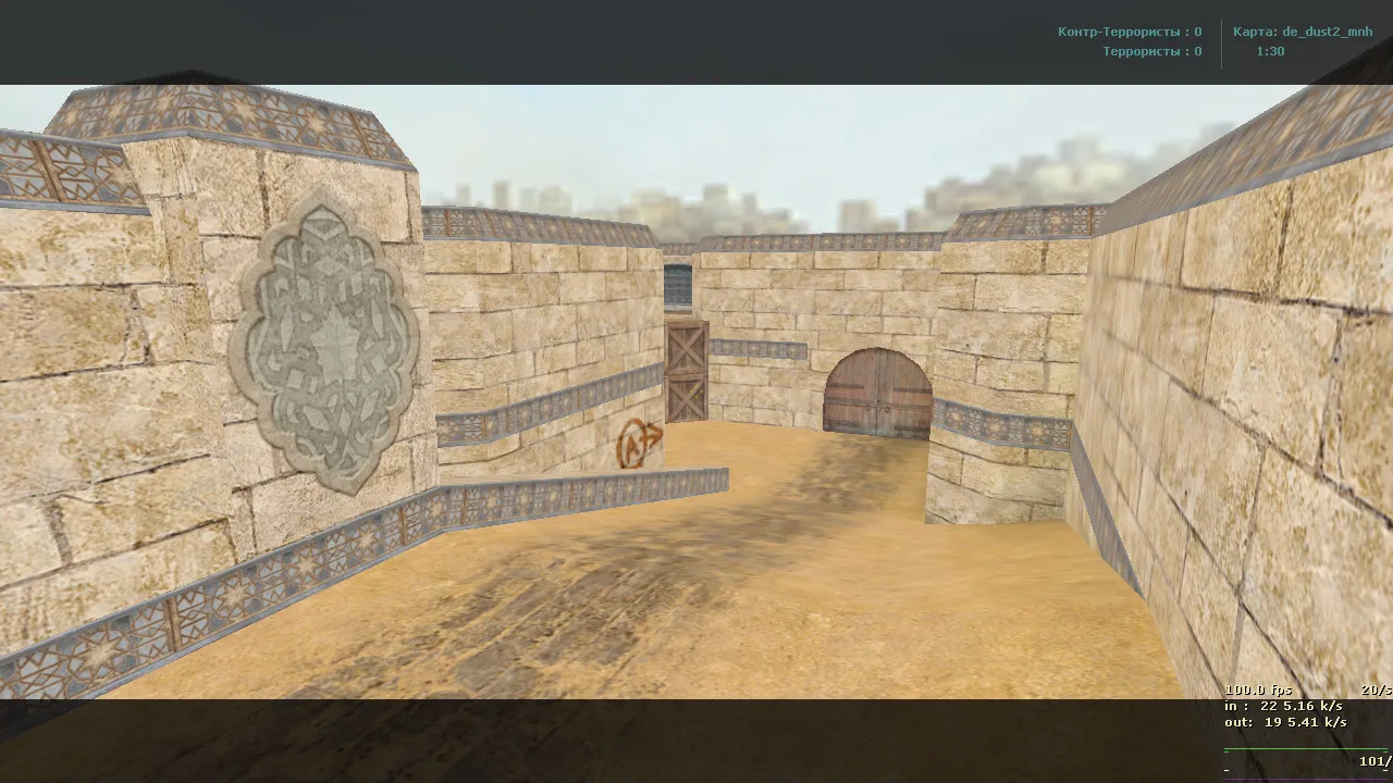 Скриншот  de_dust2_mnh для CS 1.6: точная геометрия, баланс сторон и тактика за CT/T
