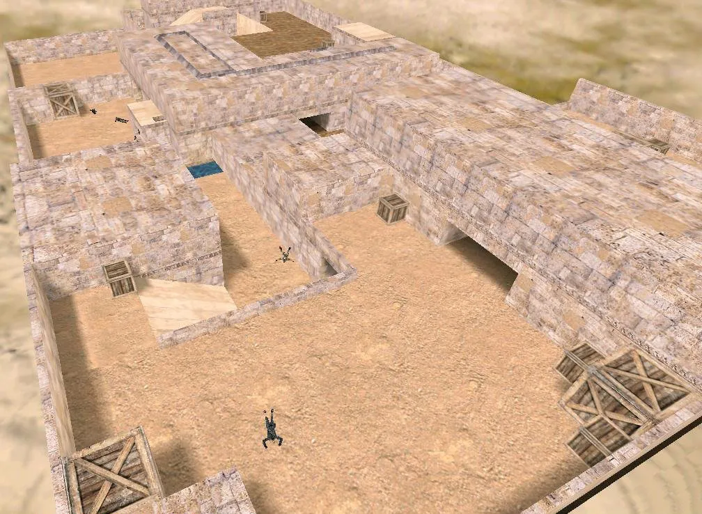 Скриншот  de_heron карта для CS 1.6: баланс сторон, точки, боты через .nav и оптимизация wpoly/epoly