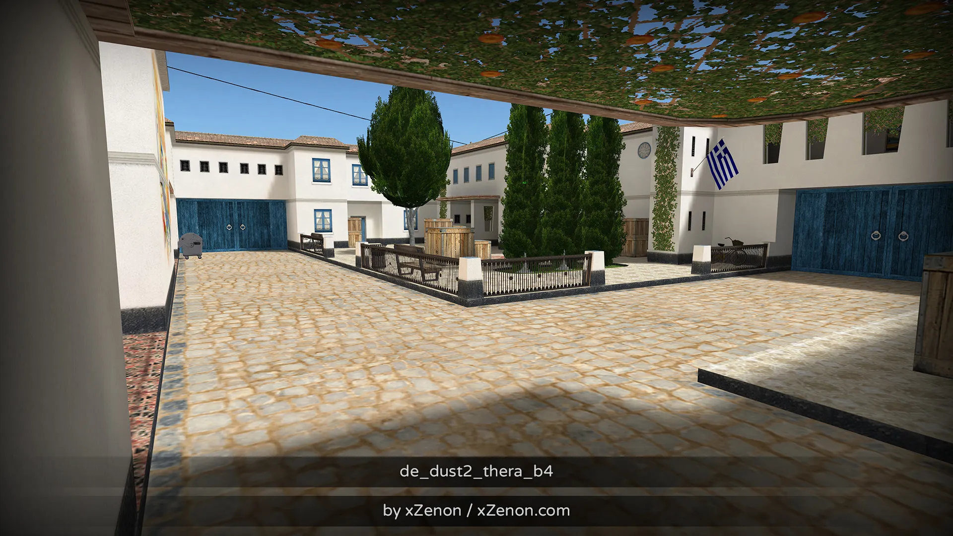 Скриншот  Карта de_dust2_thera_b3 для CS 1.6: тактика за CT и T, точки, маршруты, боты (.nav), оптимизация