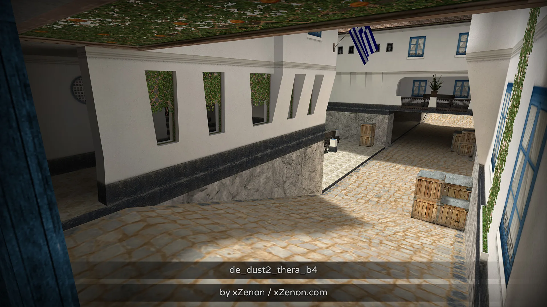 Скриншот  Карта de_dust2_thera_b3 для CS 1.6: тактика за CT и T, точки, маршруты, боты (.nav), оптимизация