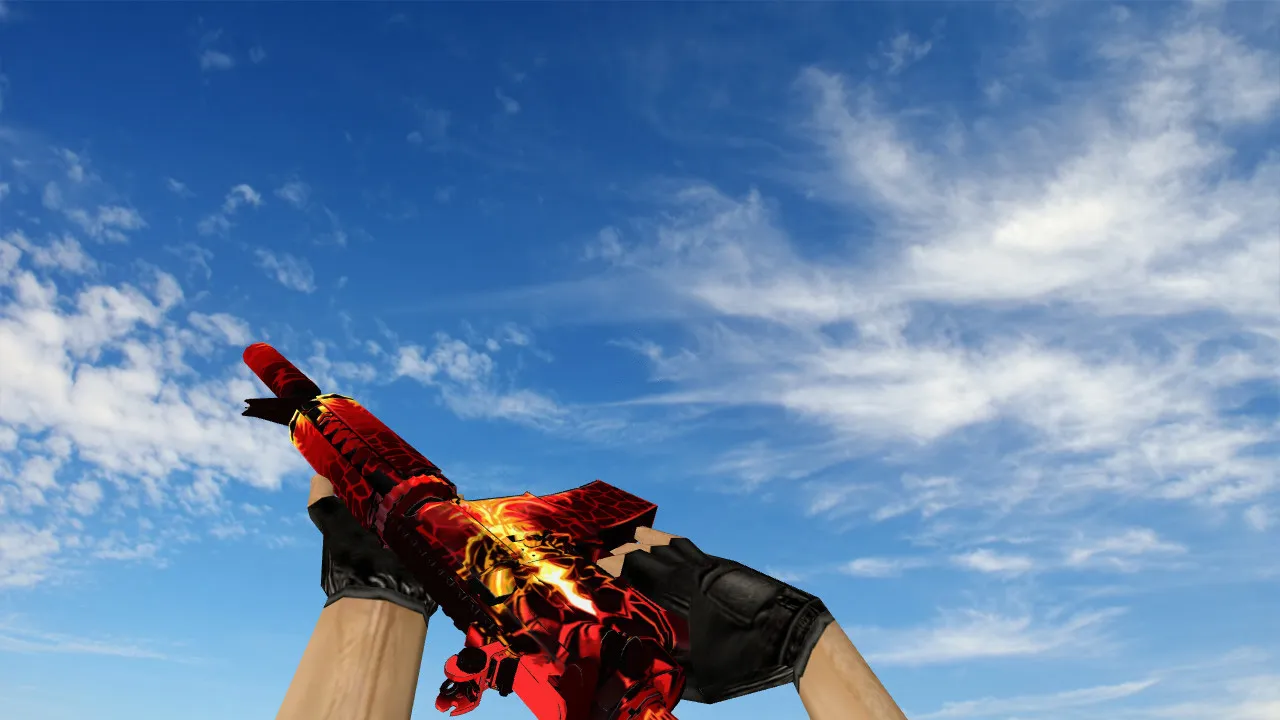 Скриншот Модель M4A4 Burn Out v_ p_ w_ для CS 1.6: звуки, анимация осмотра, качество текстур и игровой вид