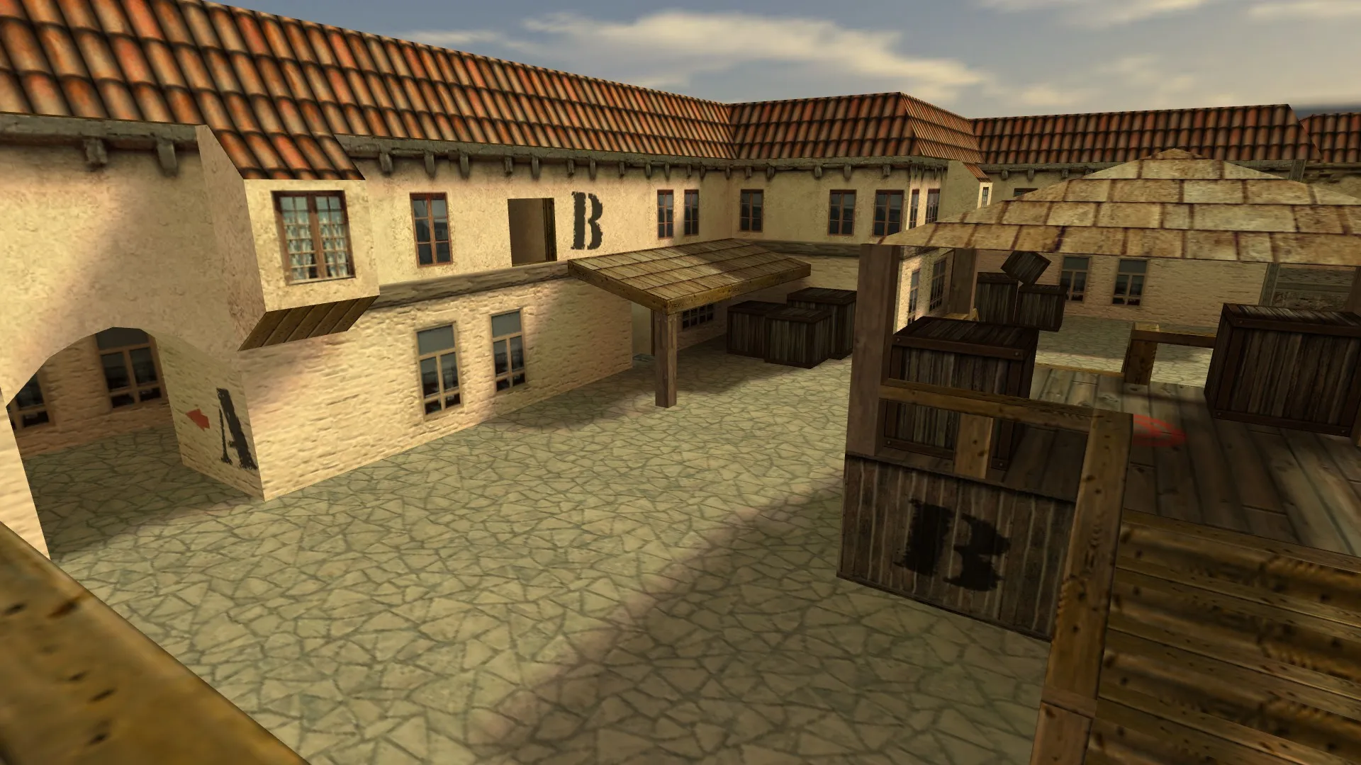 Скриншот  Карта de_cof_plaza для CS 1.6: тайминги, точки, маршруты A/B, .nav для ботов и оптимизация