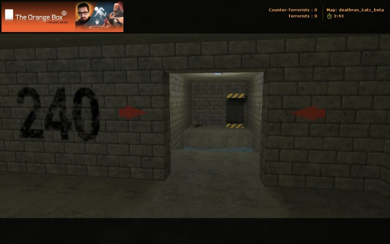 Скриншот  deathrun_katz_beta — карта deathrun для CS 1.6: раунды, ловушки, кт/т тактика и точки контроля