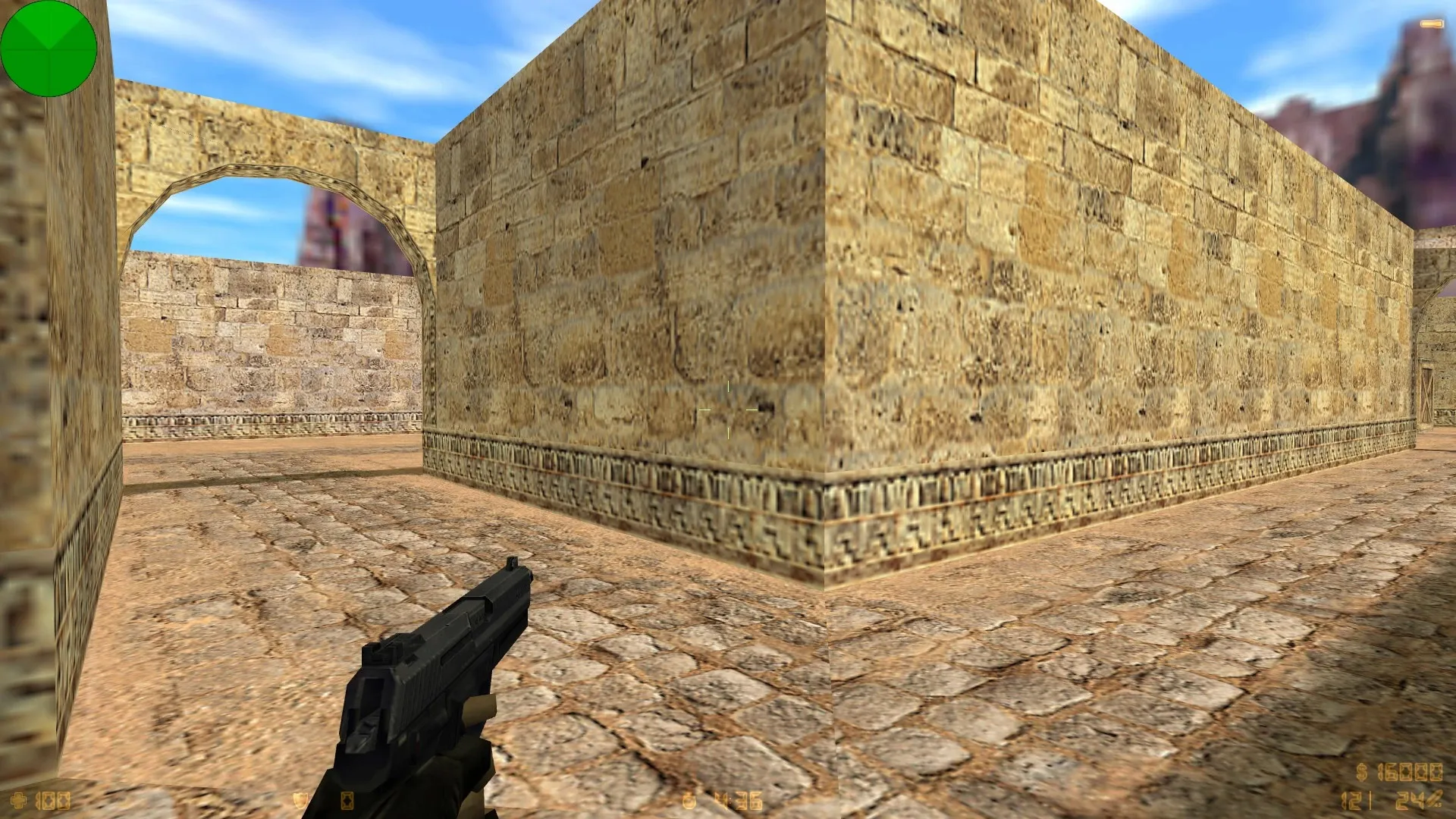 Скриншот de_desert для CS 1.6: баланс сторон, точки, .nav для ботов и оптимизация wpoly/epoly