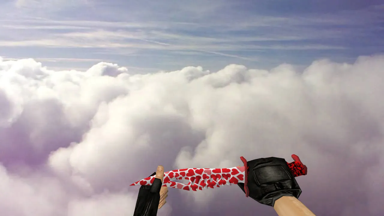 Скриншот Модель ножа Nautilus White Hearts v_ для CS 1.6: анимация осмотра, звуки, качество текстур