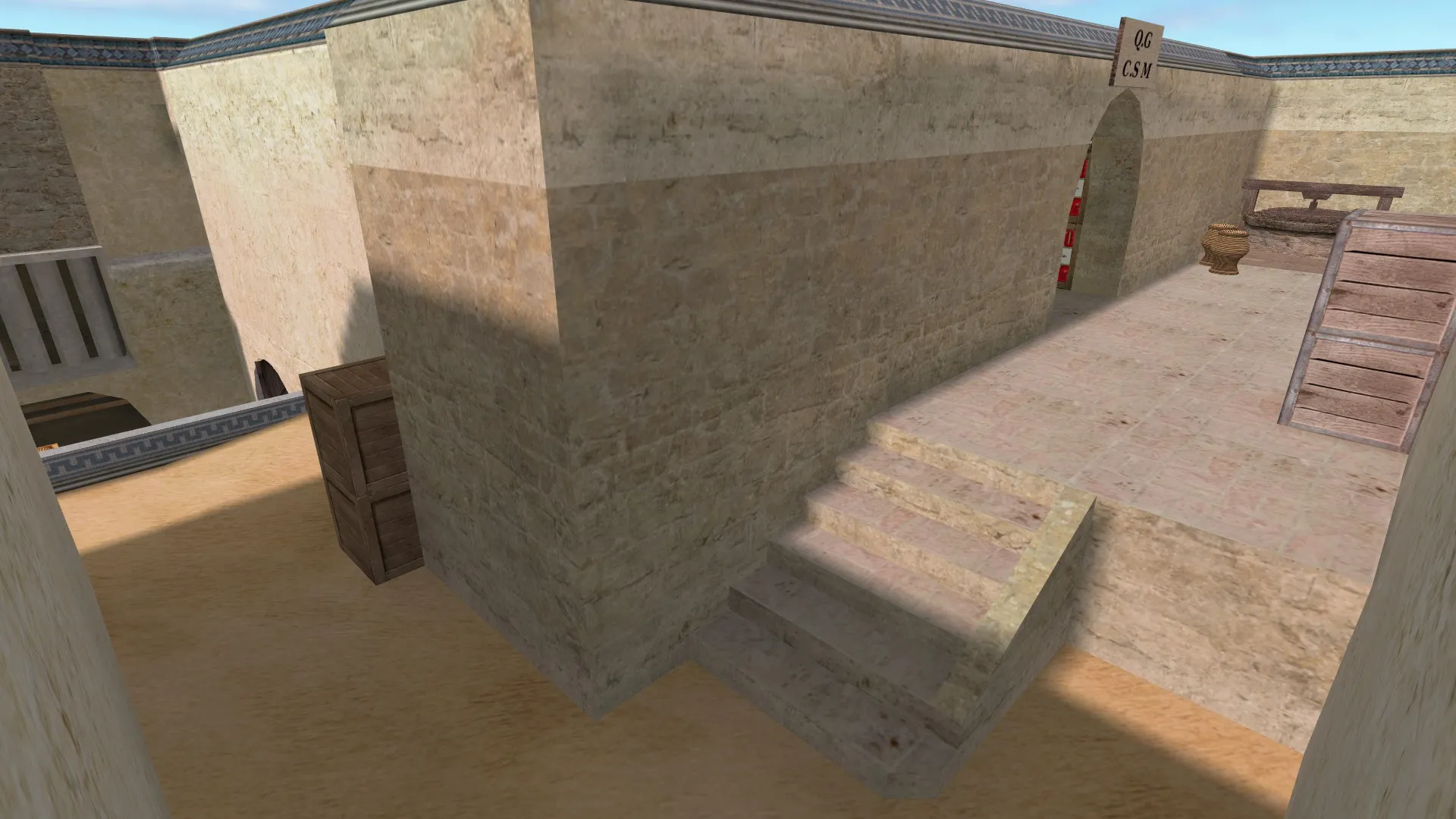 Скриншот  Карта de_dust2_suncsm для CS 1.6: баланс сторон, точки, .nav для ботов и оптимизация