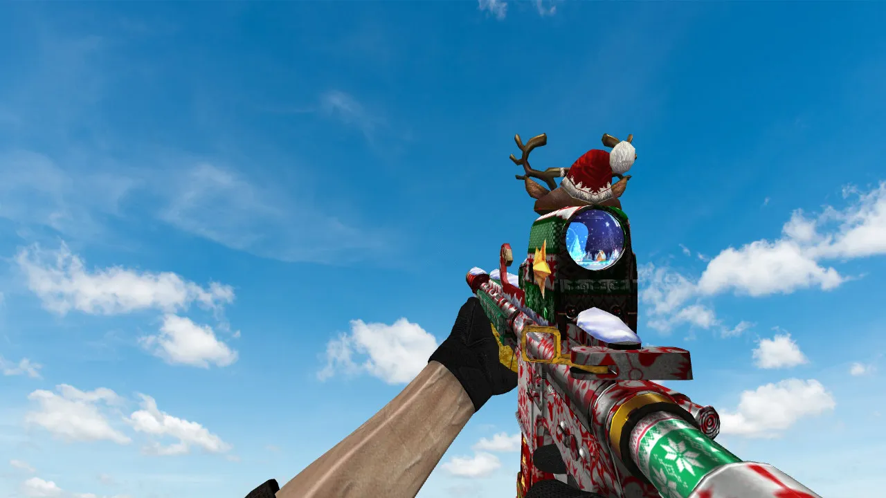 Скриншот Модель HK-416 Merry Christmas для CS 1.6: v_ p_ w_ файлы, звуки, анимация осмотра и качество текстур