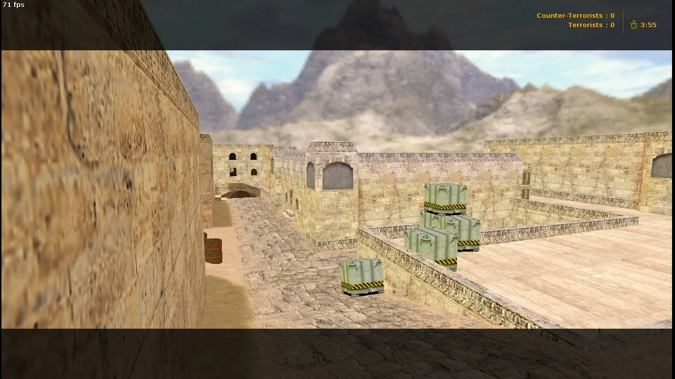 Скриншот  Карта de_dust2_2x2_long для CS 1.6: тактика long, точки, боты (.nav) и оптимизация wpoly/epoly