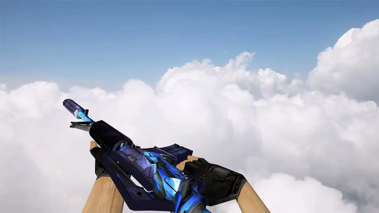 Скриншот v_m4a1_blue_dragon модель M4A1 Blue Dragon для CS 1.6: звуки, анимация осмотра, текстуры и четкость в игре