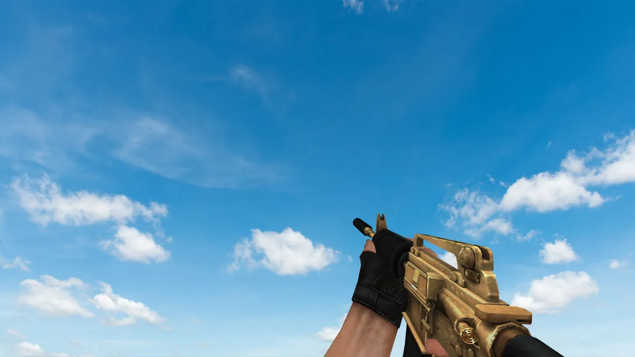 Скриншот  Пак моделей оружия Golden Weapon Pack для CS 1.6: v_, p_, w_ модели, звуки, анимация осмотра и настройки качества текстур