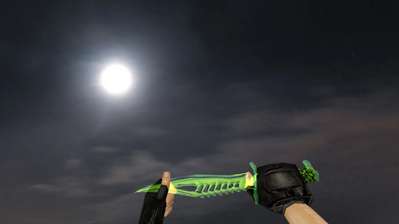 Скриншот Модель ножа «Nautilus Transparent Green» v_knife p_knife w_knife для CS 1.6: звуки, анимация осмотра, текстуры