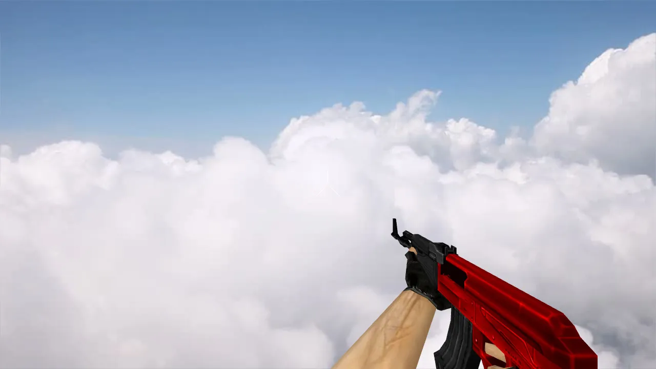 Скриншот Модель v_ p_ w_ «Default AK-47 Ultimate Red» для CS 1.6: звуки, анимация осмотра, текстуры и настройка