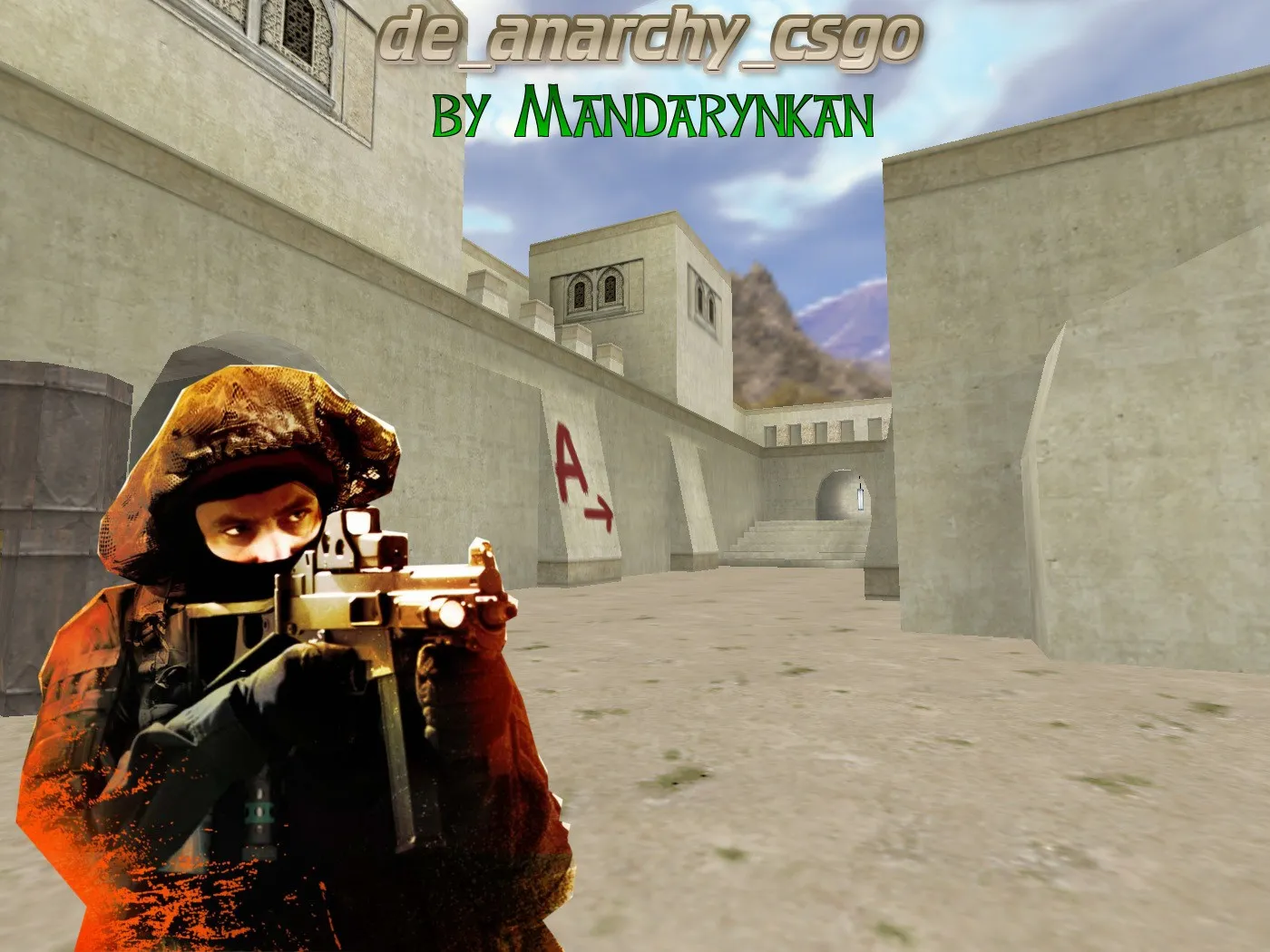 Скриншот  Карта de_anarchy_csgo для CS 1.6: баланс сторон, точки, .nav для ботов и оптимизация wpoly/epoly