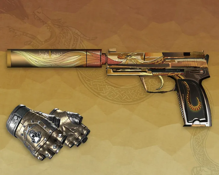 Скриншот USP «Драгон Лор» и перчатки «Бладхаунд | Бронза» для CS 1.6