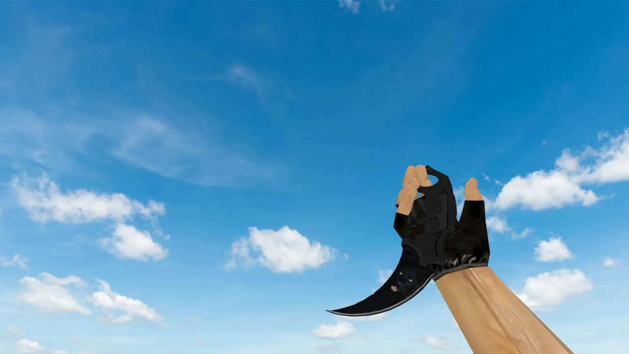 Скриншот  Модель ножа Karambit Black Panther для CS 1.6: v_ и p_ модели, звуки и анимация осмотра