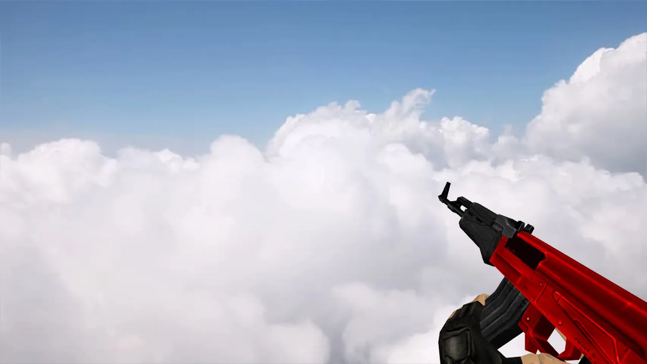 Скриншот Модель v_ p_ w_ «Default AK-47 Ultimate Red» для CS 1.6: звуки, анимация осмотра, текстуры и настройка