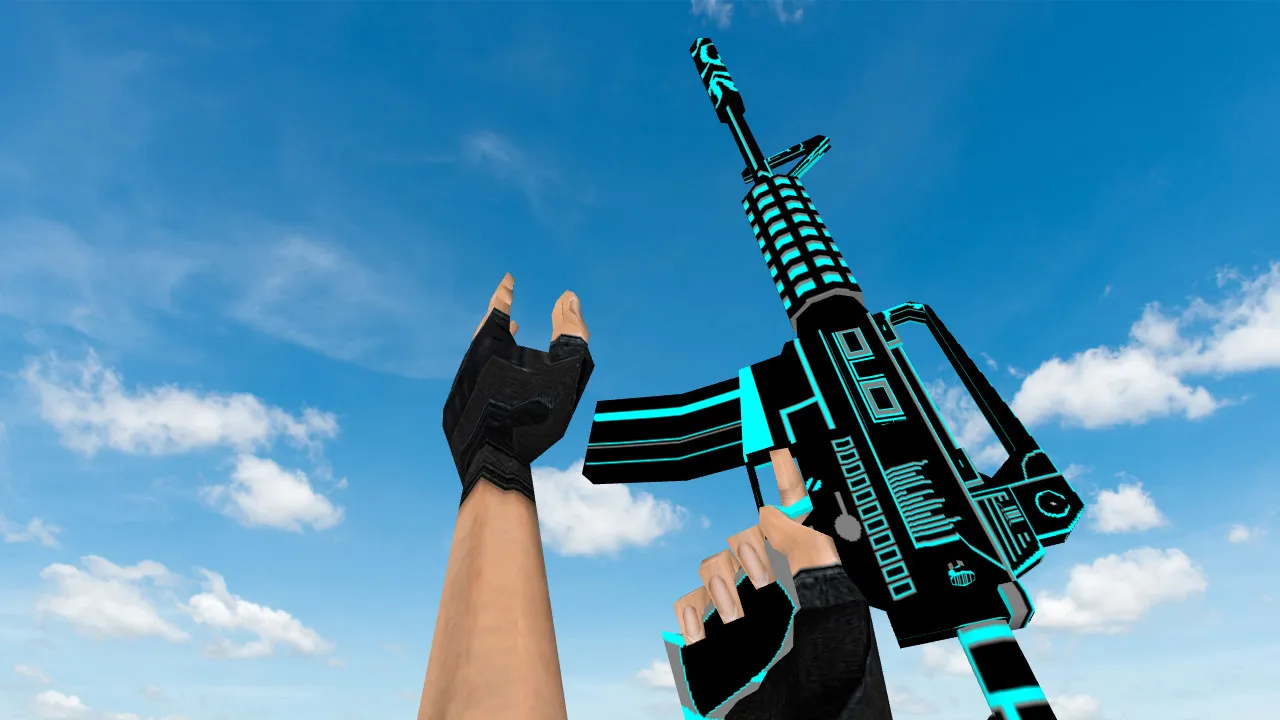 Скриншот Модель v_m4a1 «Default M4A1 Music Arts» для CS 1.6: p_m4a1, w_m4a1, звуки, анимация осмотра