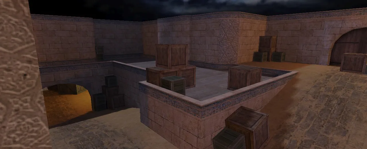 Скриншот  de_dust2_night_br карта для CS 1.6: ночной билд, баланс сторон, точки и .nav, оптимизация wpoly/epoly