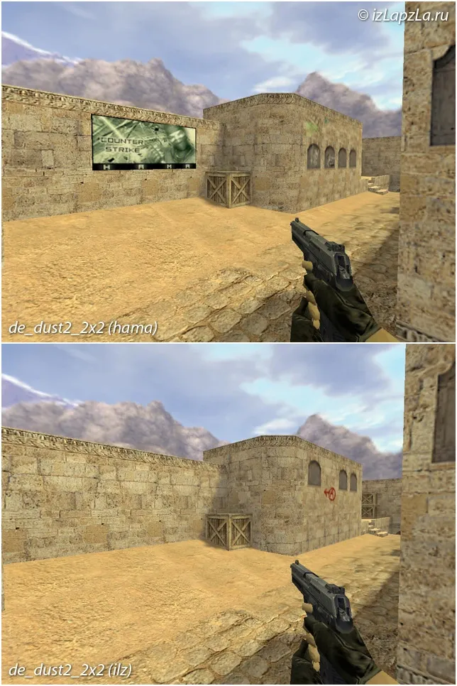 Скриншот  de_dust2_2x2_ilz — DE карта для CS 1.6: баланс сторон, точки, спавны и нав для ботов