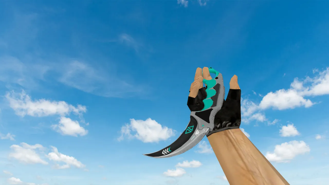 Скриншот Модель ножа Karambit Asiimov Reworked Blue v_model/p_model/w_model для CS 1.6: звук, анимация осмотра, качество текстур