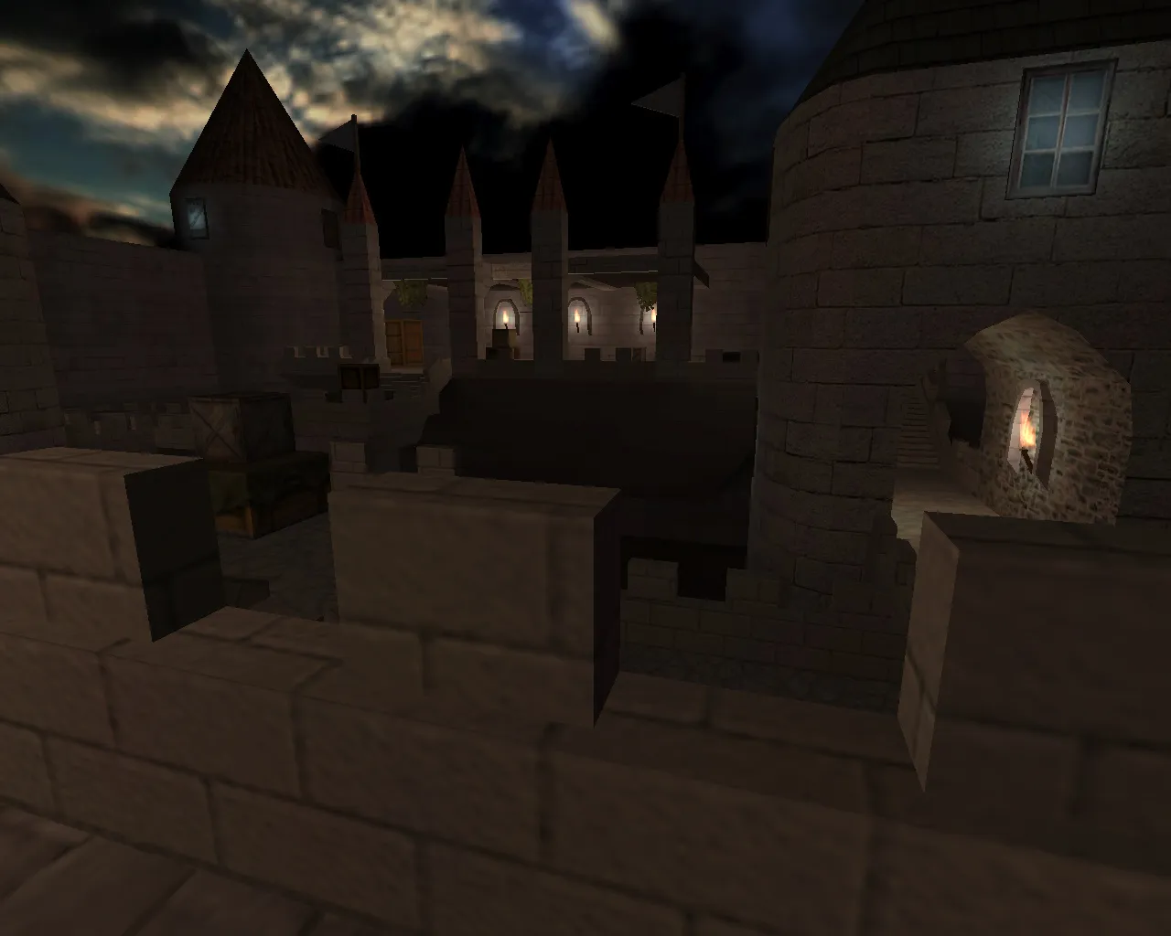 Скриншот  Карта awp_night_castle для CS 1.6: ночной замок, прицелы AWP, точки под контроль и спавн ботов