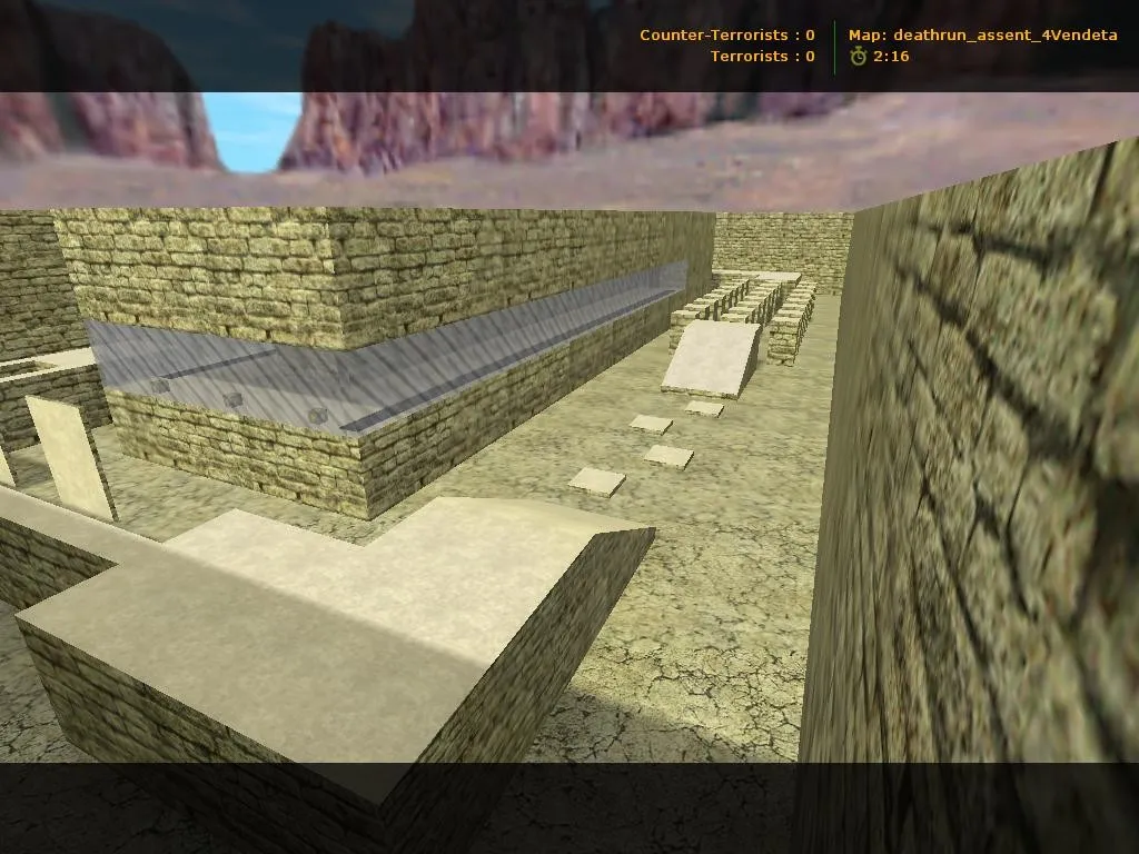 Скриншот  Карта deathrun_assent_4vendeta для CS 1.6: баланс сторон, точки, .nav и оптимизация