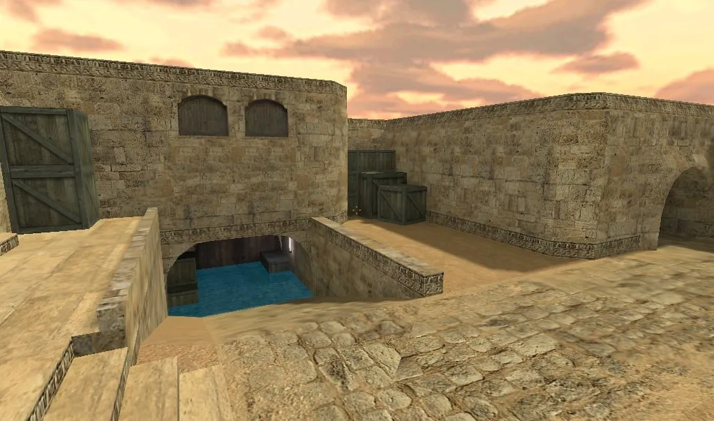 Скриншот  de_dust2_bliz для CS 1.6: баланс сторон, точки, .nav для ботов и оптимизация wpoly/epoly