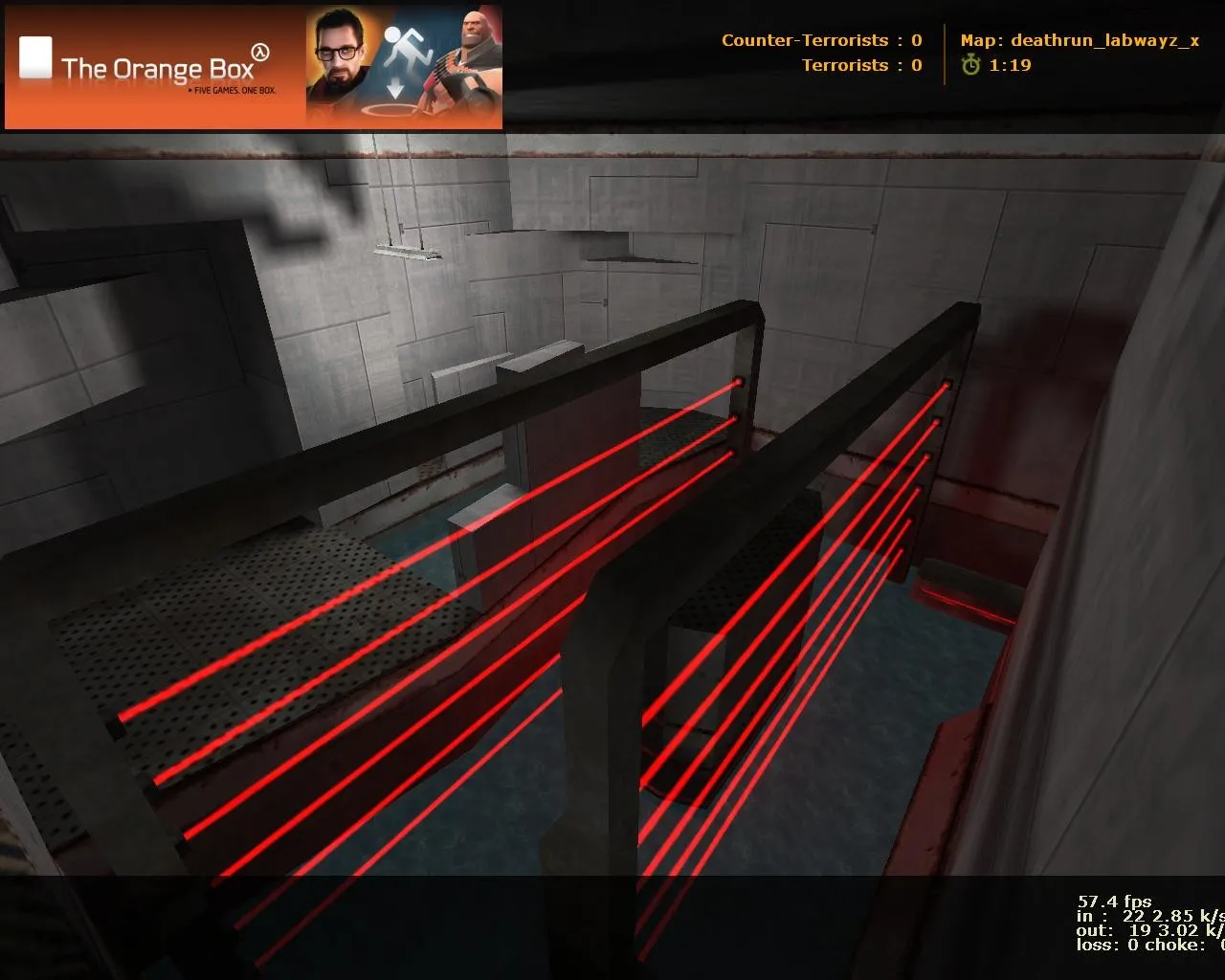 Скриншот  deathrun_labwayz_x для CS 1.6: карта Deathrun, точки за команду, .nav для ботов и оптимизация