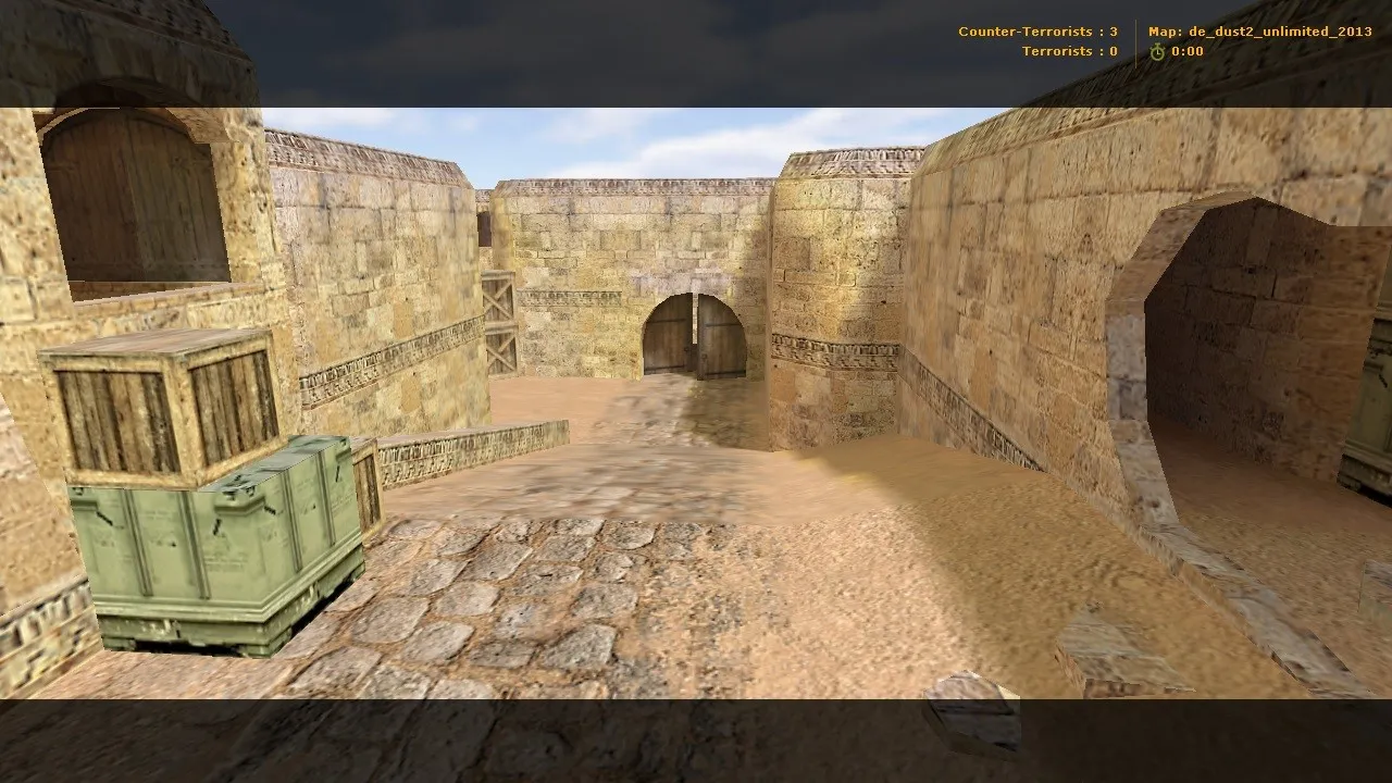 Скриншот  de_dust2_unlimited_2013 для CS 1.6 — карта, точки, тактика за T и CT, навигация для ботов, оптимизация