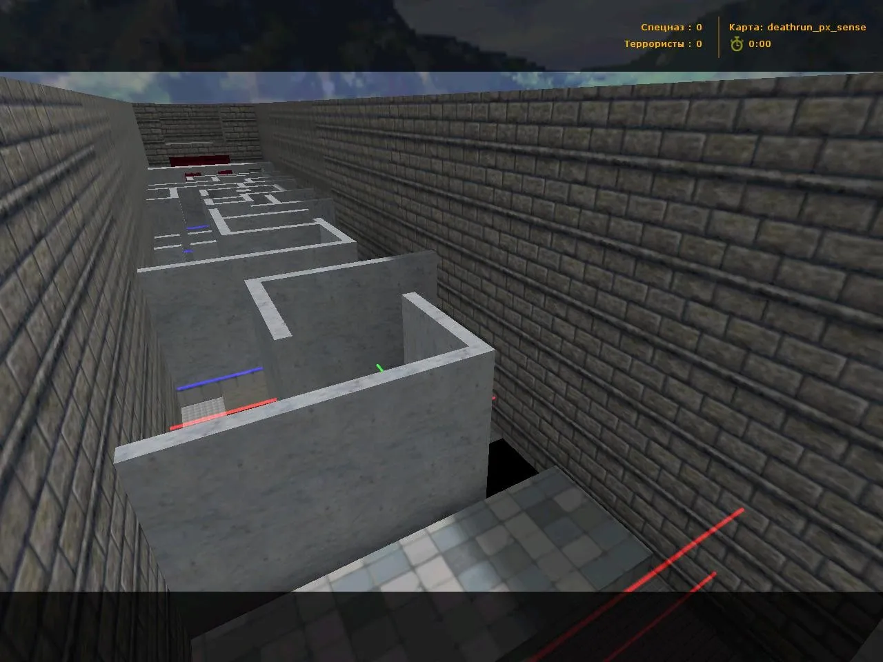 Скриншот  deathrun_px_sense для CS 1.6 — карта deathrun, точки, раунды и настройка под ботов