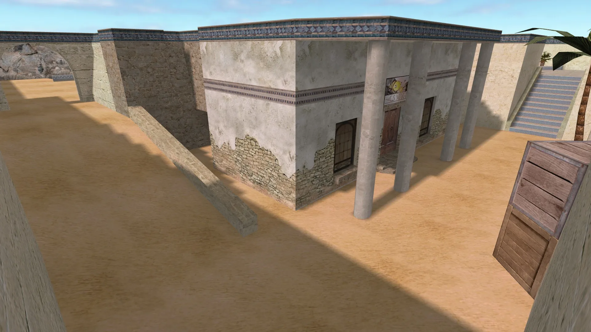 Скриншот  Карта de_dust2_suncsm для CS 1.6: баланс сторон, точки, .nav для ботов и оптимизация