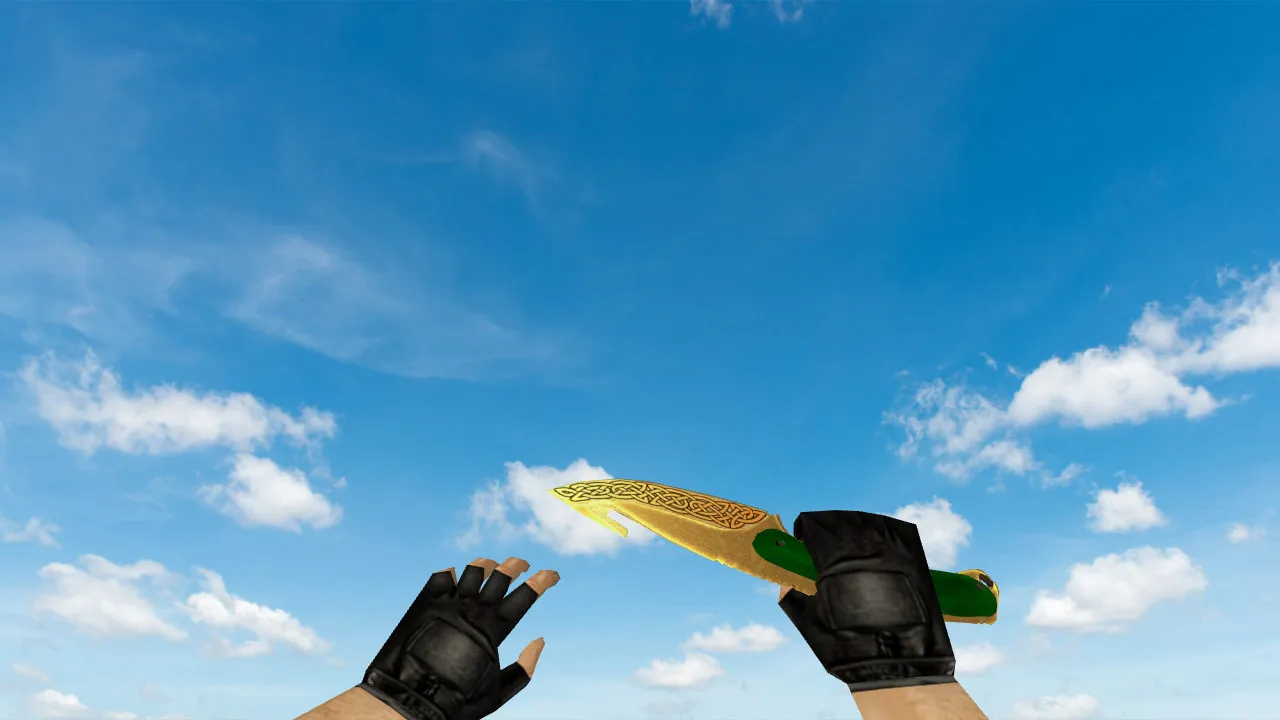 Скриншот v_knife модели ножа с лезвием-крюком «Легенды» (Default Gloves) для CS 1.6: звуки, анимация осмотра, текстуры
