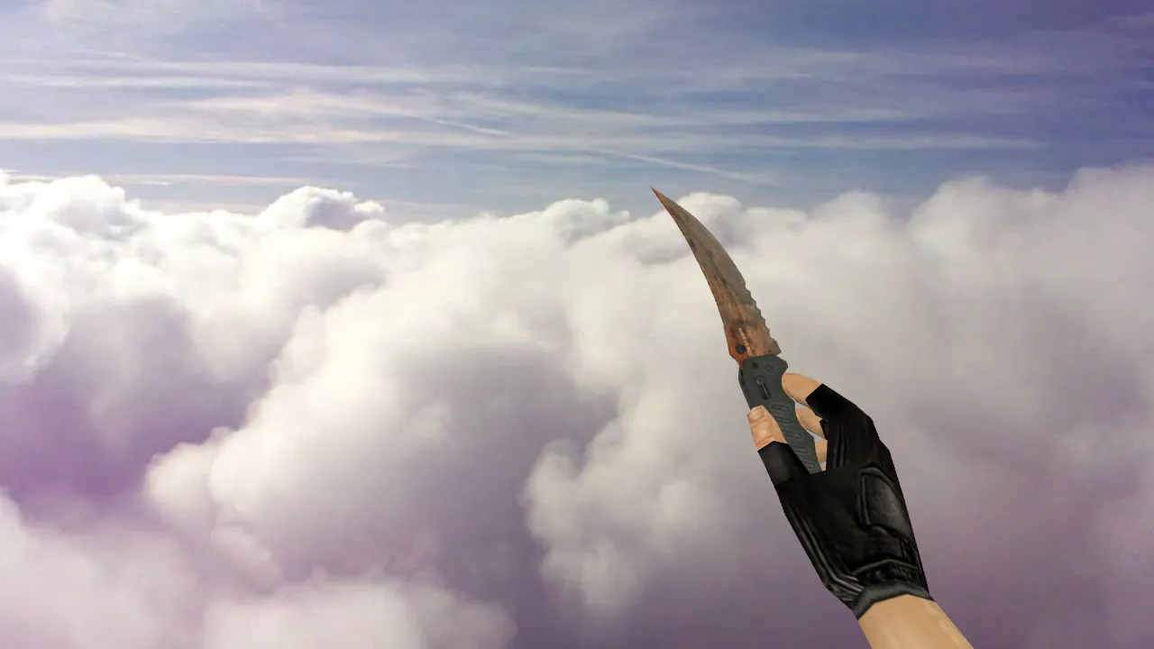 Скриншот Модель ножа Flip Knife Rust and Dirt для CS 1.6: v_, p_, w_ модели, звуки, анимация осмотра и качество текстур