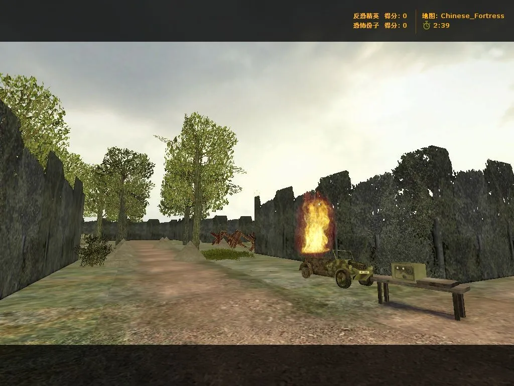 Скриншот Карта chinese_fortress для CS 1.6: тактики CT/T, точки, .nav для ботов и оптимизация wpoly/epoly