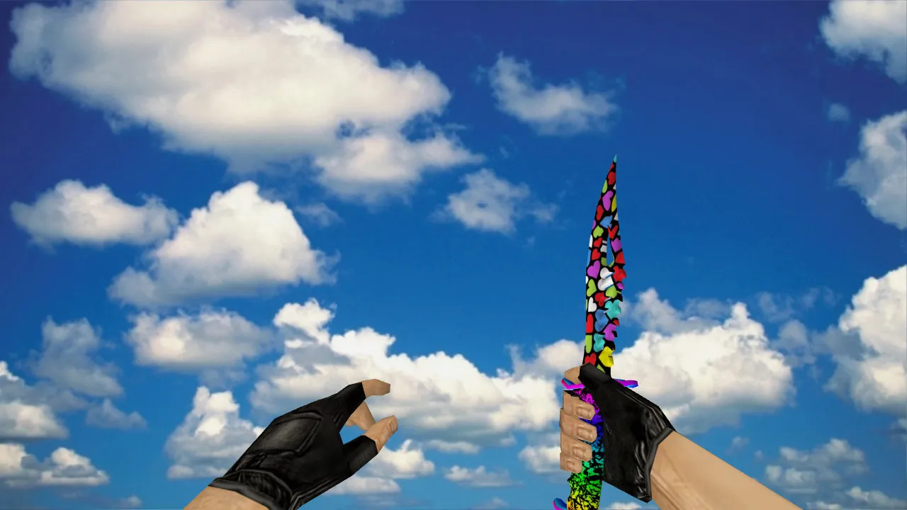 Скриншот Модель ножа «Nautilus Multi Hearts» v_knife для CS 1.6: звуки, анимация осмотра, качество текстур