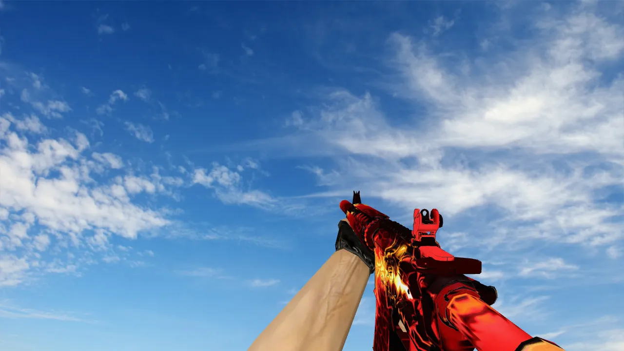 Скриншот Модель M4A4 Burn Out v_ p_ w_ для CS 1.6: звуки, анимация осмотра, качество текстур и игровой вид