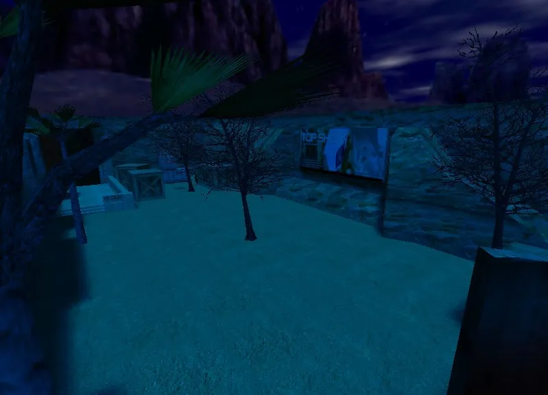 Скриншот de_dust_night_topshot для CS 1.6: ночная карта, точки под клатчи, баланс сторон и .nav для ботов