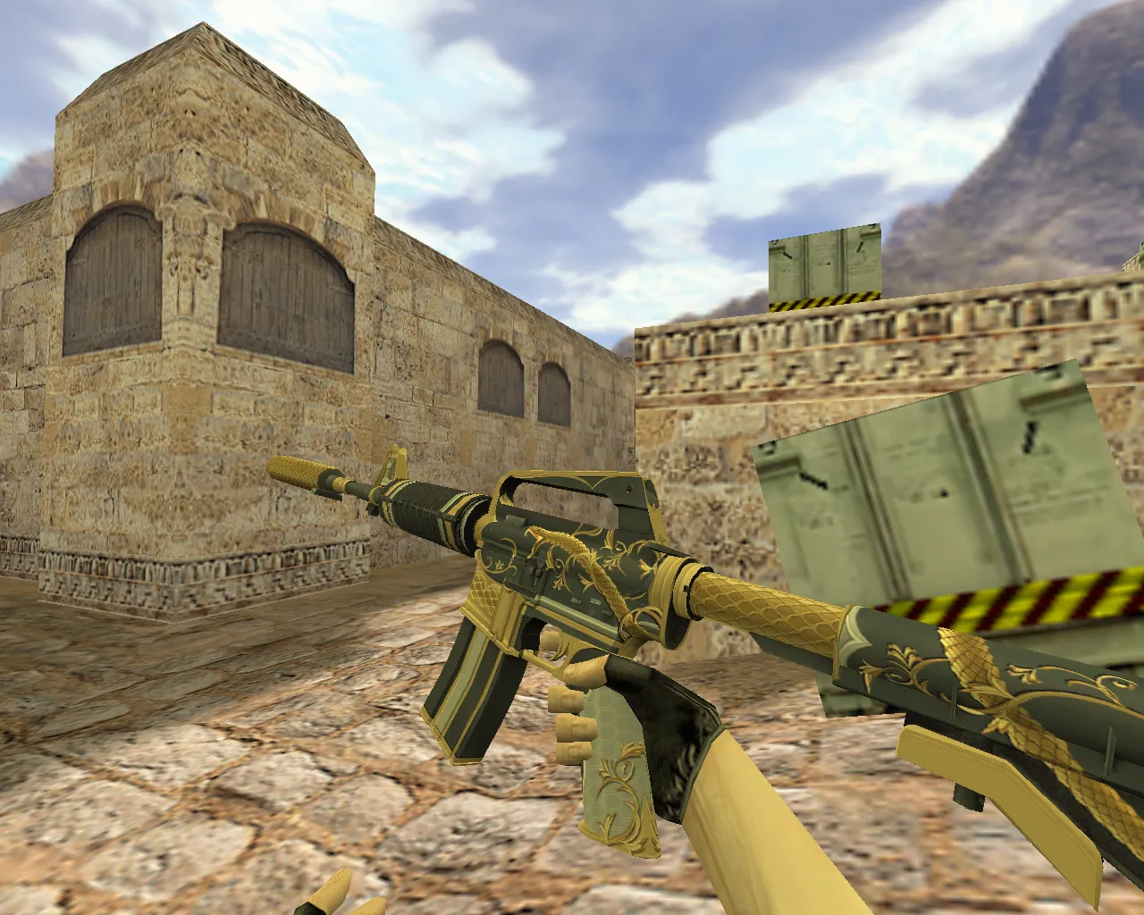 Скриншот Модель M4A1 «Золотая спираль» для CS 1.6: v_m4a1, p_m4a1, w_m4a1 со звуками и анимацией осмотра